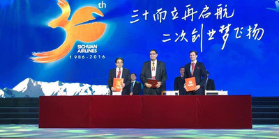 Sichuan Airlines team posing for a photo op.