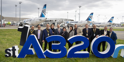 Egyptair's new Airbus A320neo aircraft at the terminal.